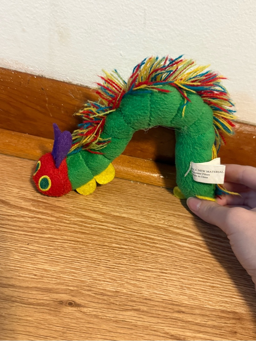 The Very Hungry Caterpillar Plush Stuffed Animal Green Red Insect Eric Carle 7"